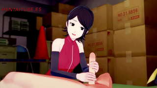 Boruto Hentai -- Sarada wichst, saugt, titjoob a gëtt vun Boruto gefickt